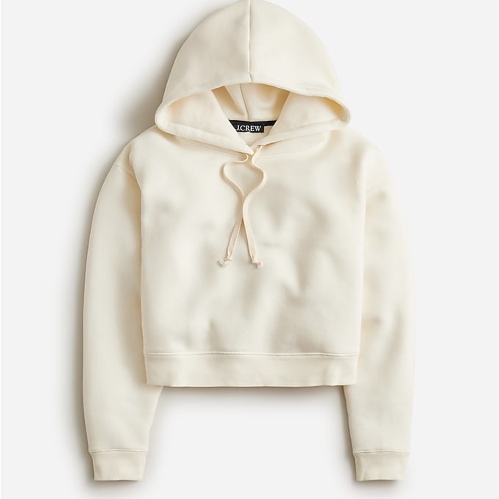 NWT J. crew cream Heritage fleece cropped hoodie